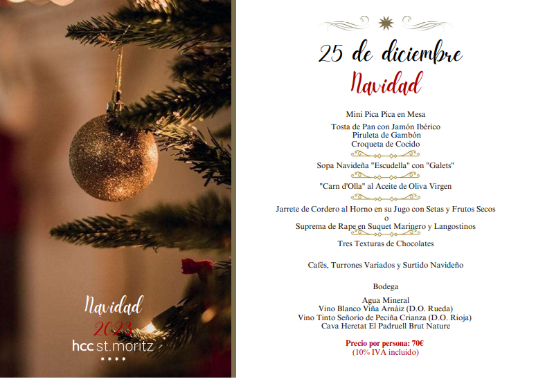 Menú Navidad HCC St. Moritz 2023